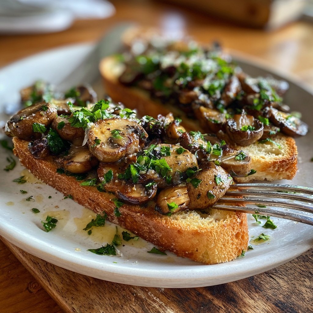 Sautéed Garlic Mushrooms on Toast