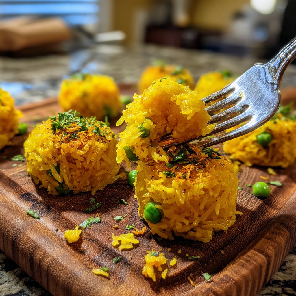 Saffron Rice and Pea Bites