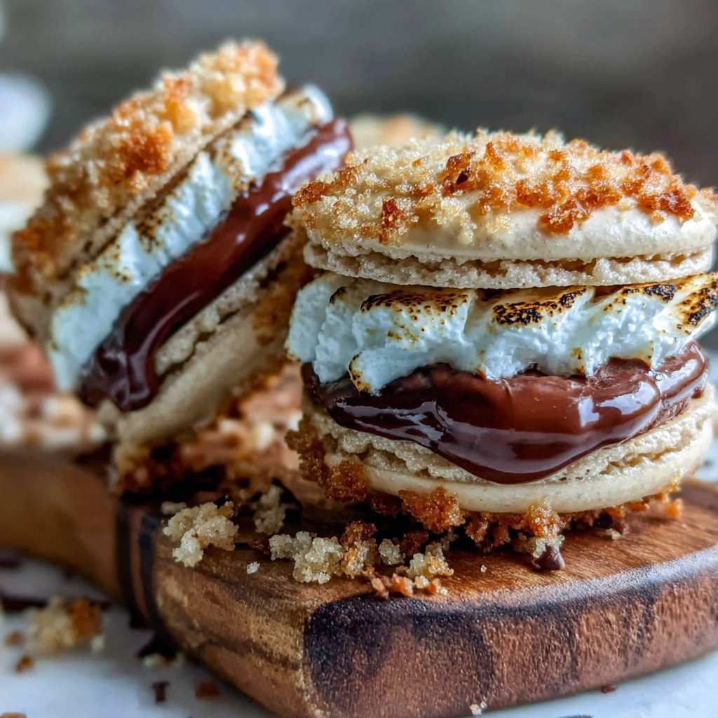 Toasted S'mores Macarons